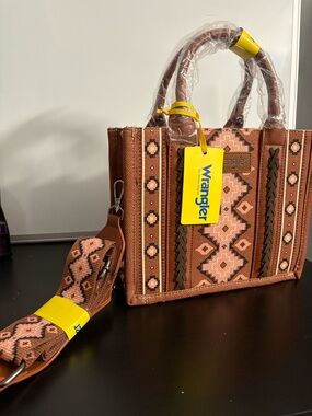 Wrangler Brown & Pink Southwestern Tote with Detachable Strap